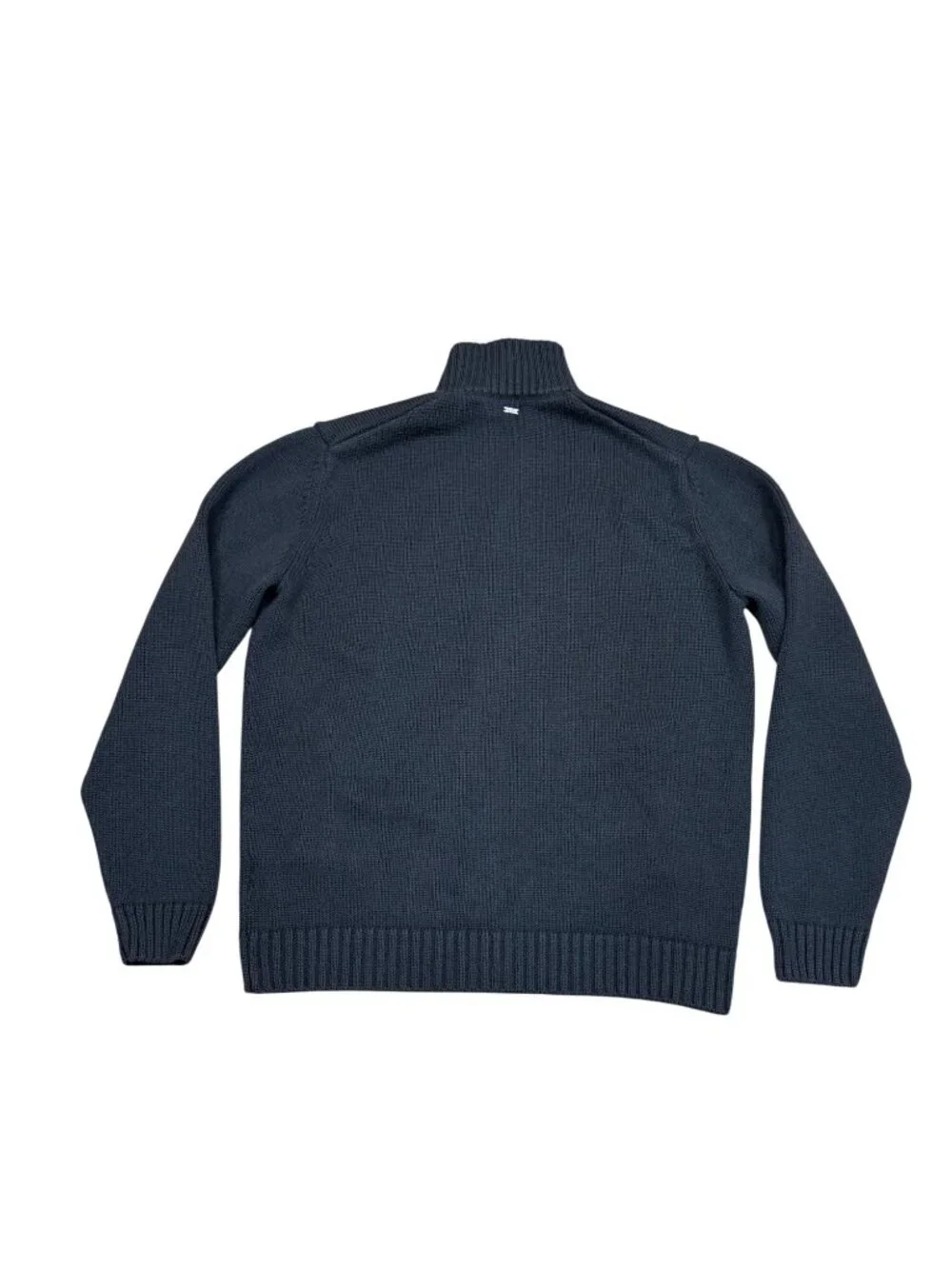 Vuori Denver Full Zip Sweater Men's Small Ink Blue Merino Wool Blend Mock Neck V